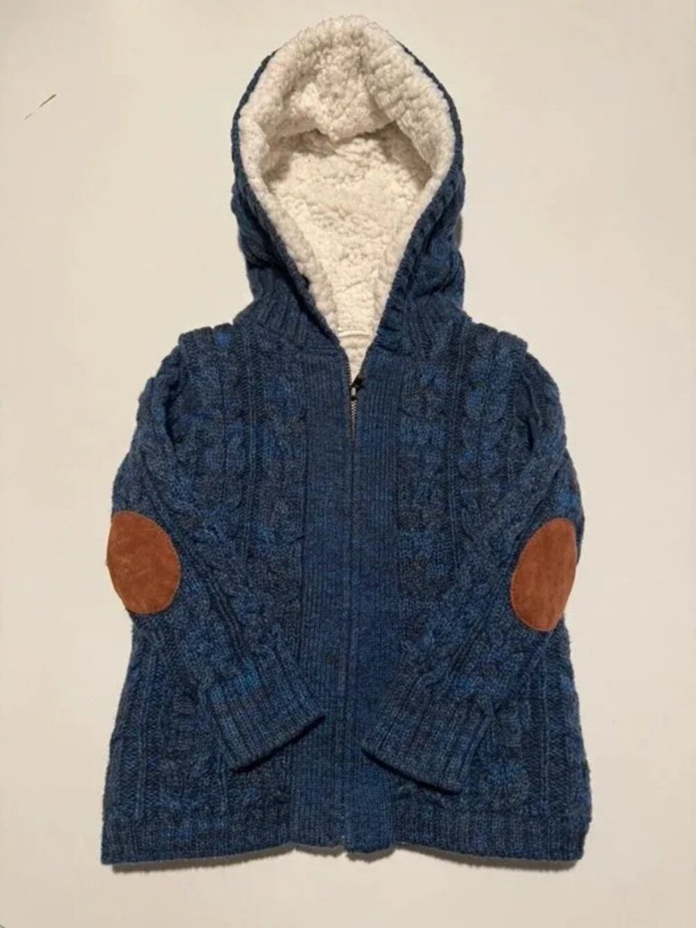 Egg by Susan Lazar Navy Cable Knit Sherpa Lined Hooded Sweater Jacket - Size 2